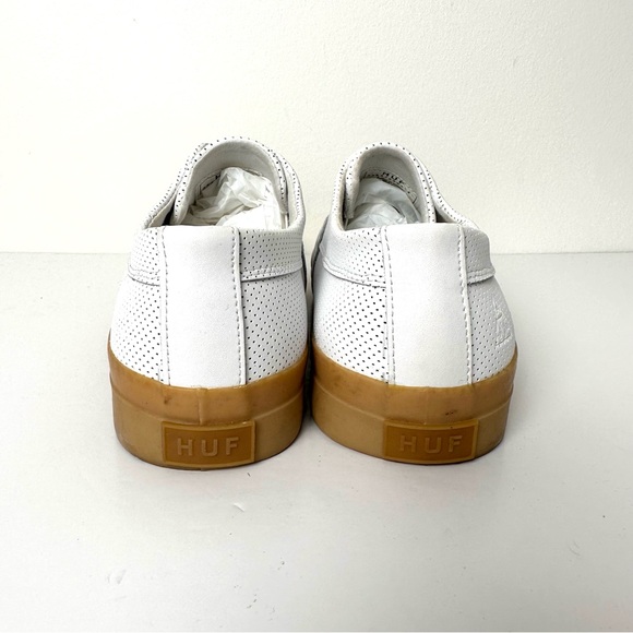 HUF Dylan White Perforated Leather Slip On Skate Shoes - Picture 7 of 12